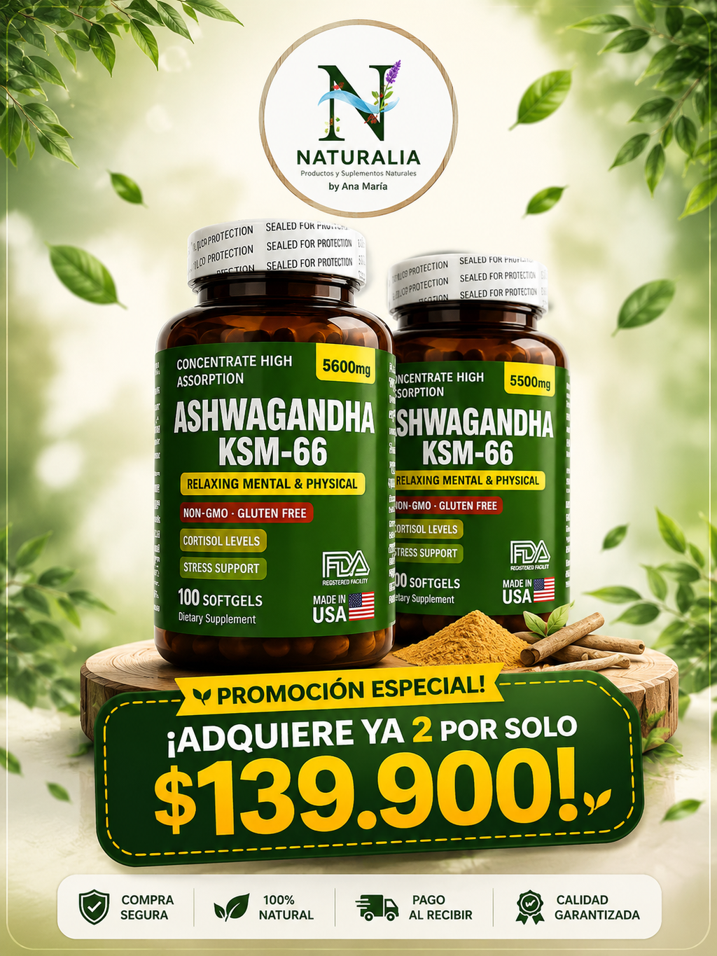 Ashwagandha KSM-66 | Bienestar Natural Premium