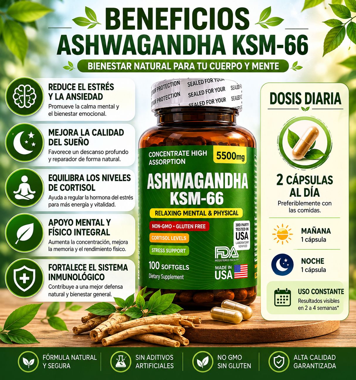Ashwagandha KSM-66 | Bienestar Natural Premium